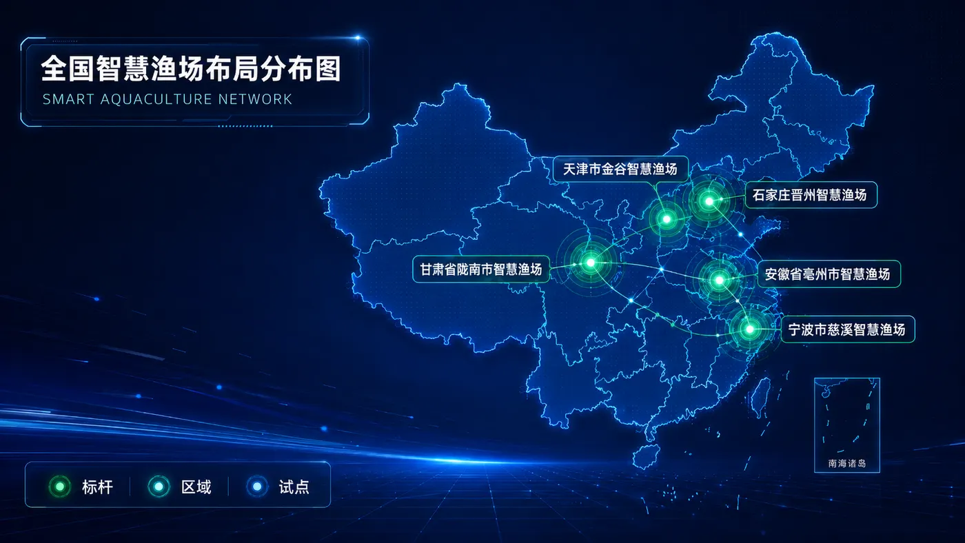 全国智慧渔场布局分布图（Smart Aquaculture Network）
